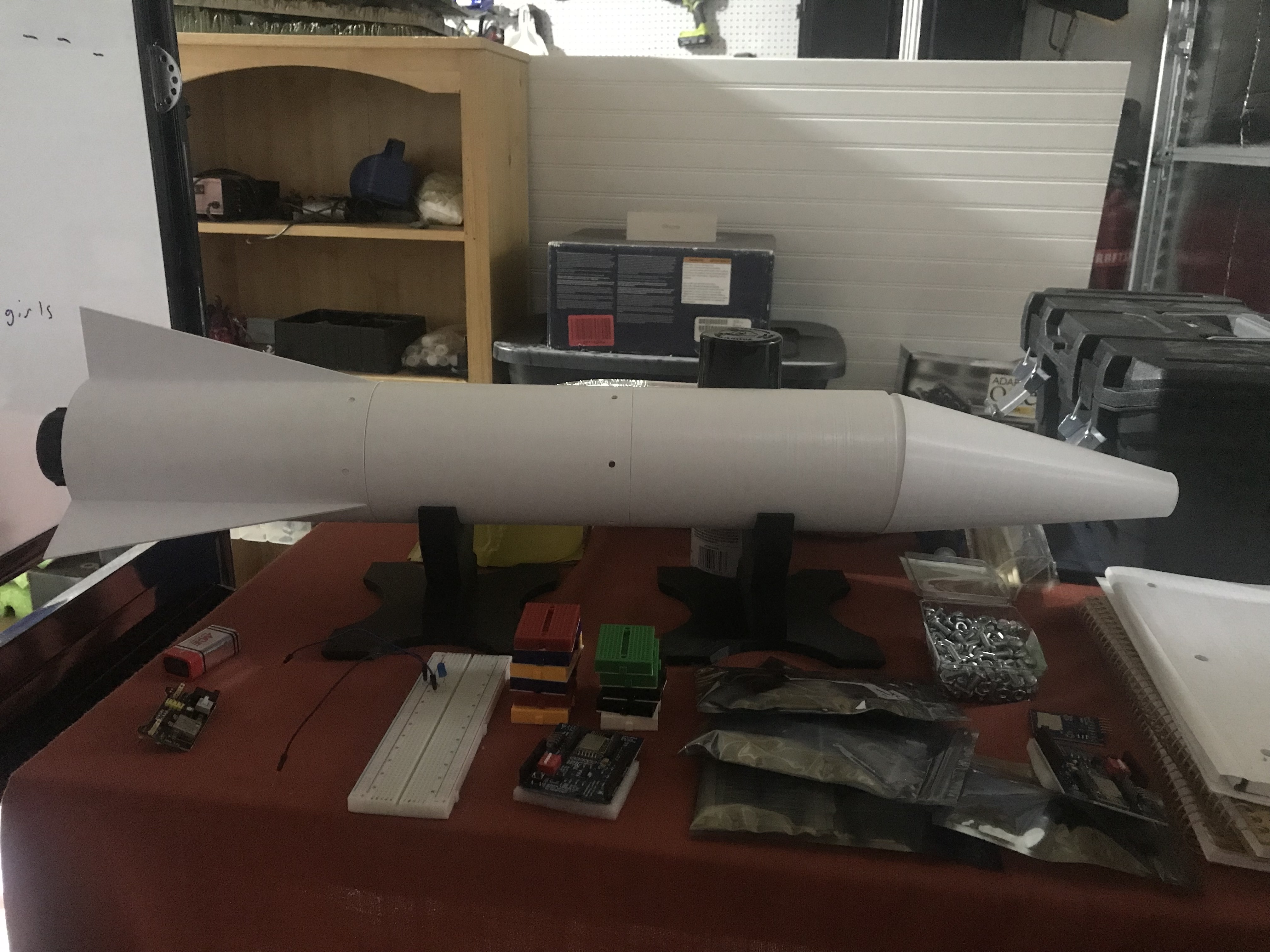 An image of a high poweredmodel rocket built out of PLA